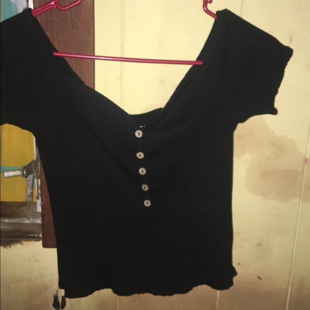 Off the shoulder black crop top